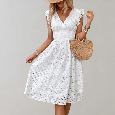 Elegantes sommerkleid für frauen mit rüschen