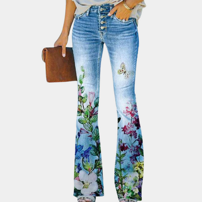 Jeans mit Blumenstickerei für Damen