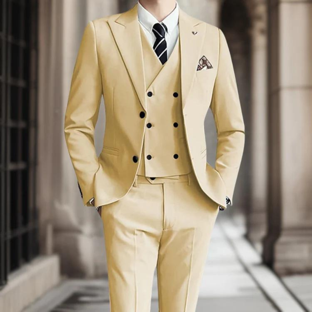 3-teiliger Slim Fit Hochzeitsgastanzug Für Herren | Elegant