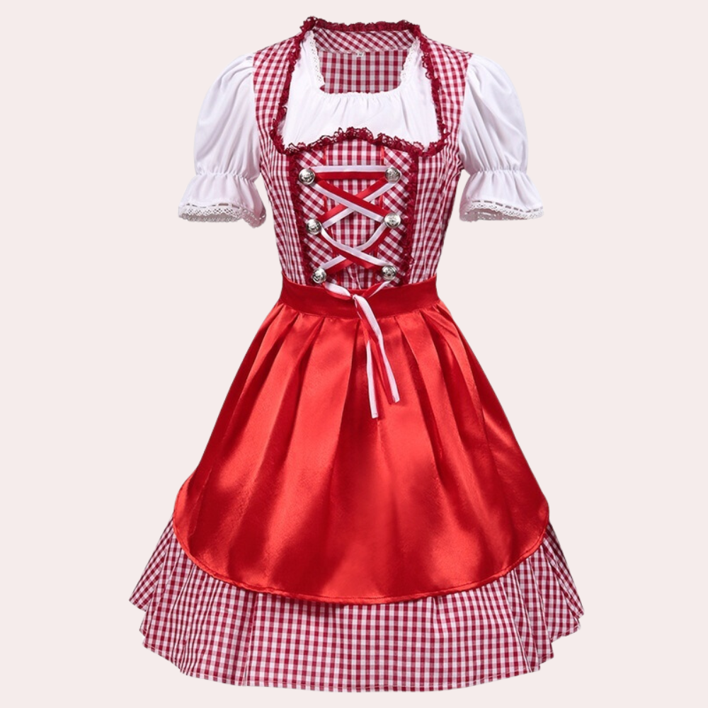 Damen Elegantes Rot Oktoberfest Dirndl Kleid