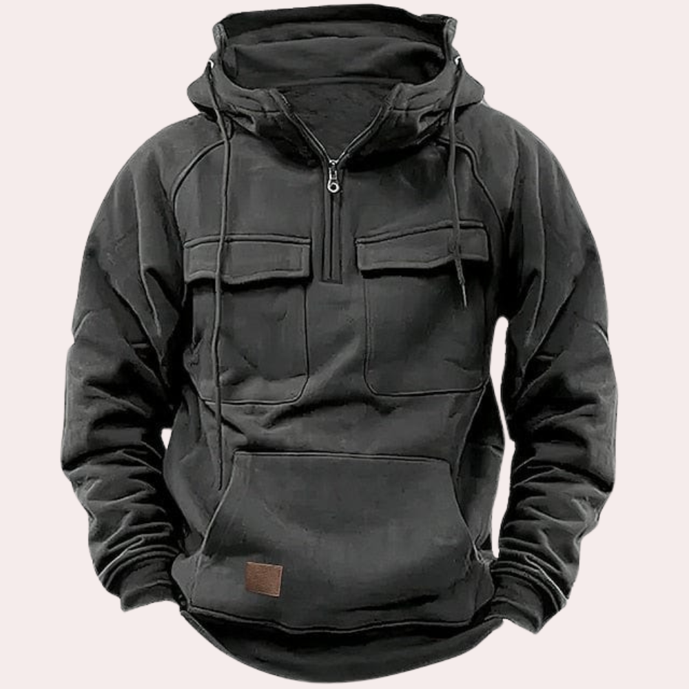 Cargo Hoodie - Halber Reißverschluss - Taschen - Pullover Hoodie - Herren Hoodie