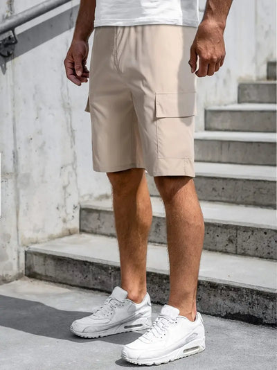 Cargo-Shorts | Beige | Lockere Passform | Lange Shorts | Herrenshorts