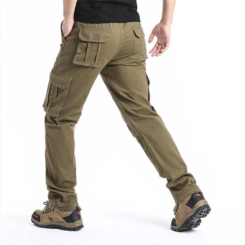 Cargohose – Elastischer Bund – Baumwolle – Gerade geschnittene Hose – Herrenhose
