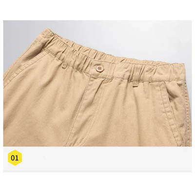 Cargohose – Elastischer Bund – Baumwolle – Gerade geschnittene Hose – Herrenhose