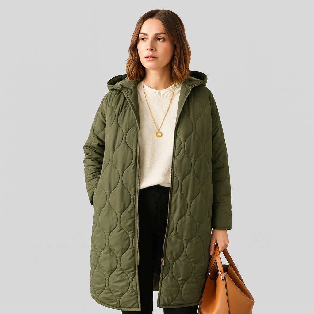 Lorelei | Damen Stepp-Winterjacke Plus Size mit Kapuze und Praktischem Reißverschluss