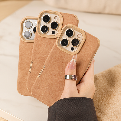 Universalhülle für iPhone 11–16 Pro Max – Stoßfestes, mattes PU-Leder mit weichem Lammvelourslederfutter