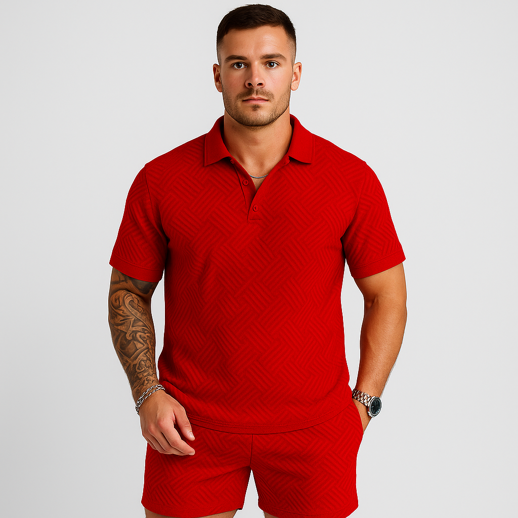 Herren Sommer Casual Set – Kurzarm-Poloshirt & passende Shorts