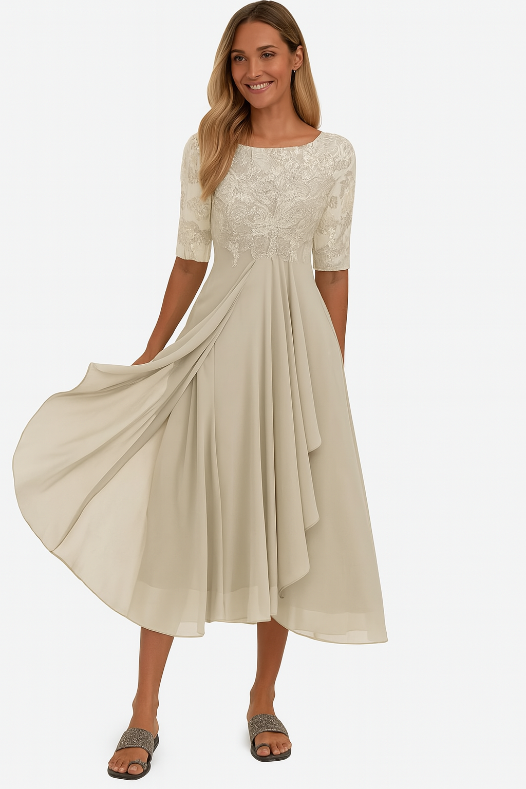 Elegantes Chiffon A-Linien Kleid