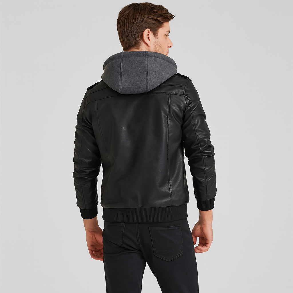 Anders | Lässige Lederjacke mit Kapuze für Herren