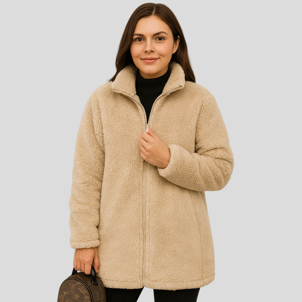Lena | Damen Teddy-Fleece-Winterjacke mit Reißverschluss