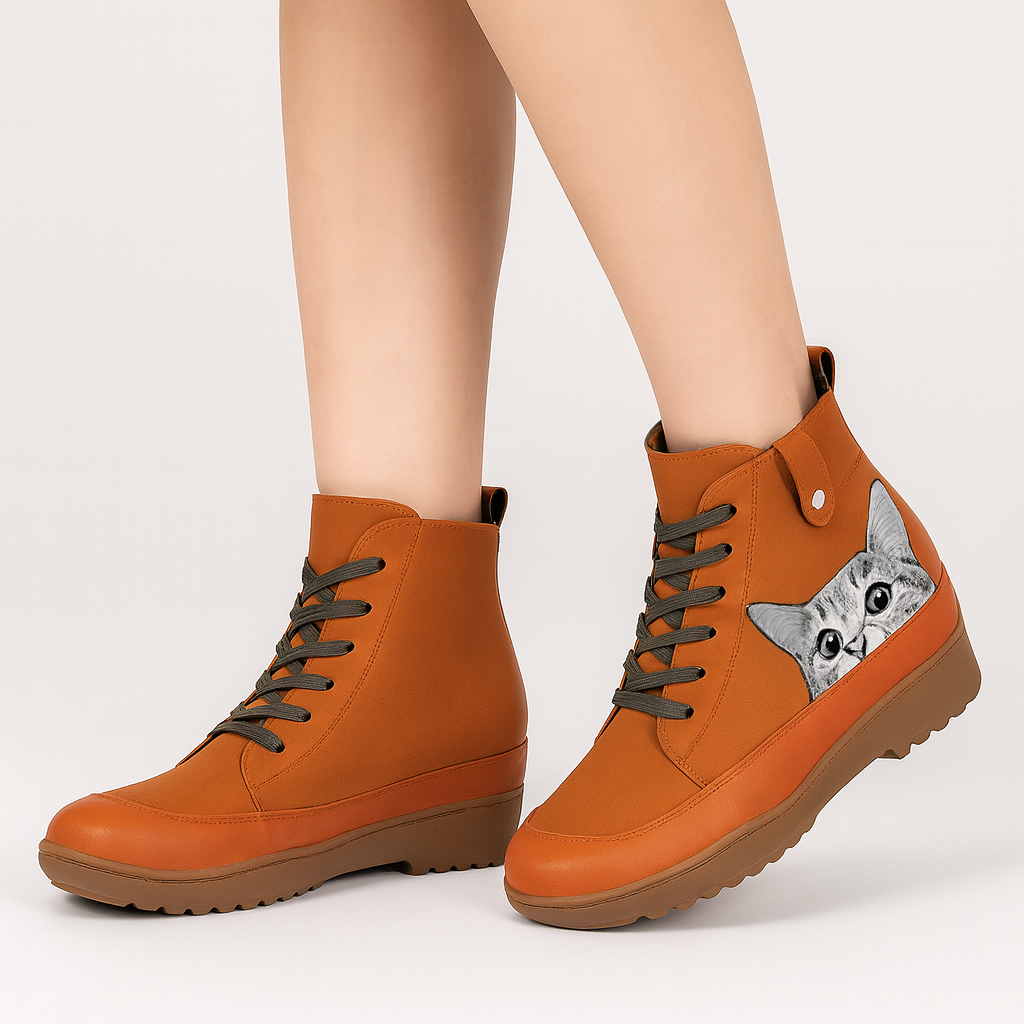 Leonore | Winterstiefel mit Katzenmuster