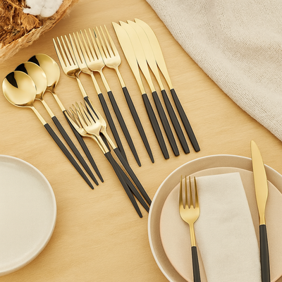 Sterling | 30-teiliges goldenes Edelstahl-Besteckset