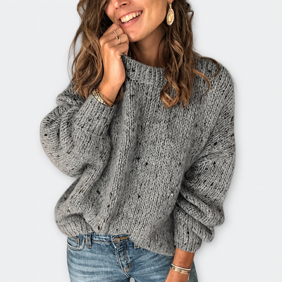 Gestrickter Oversize-Pullover mit Sprenkelmuster – Lässig und gemütlich