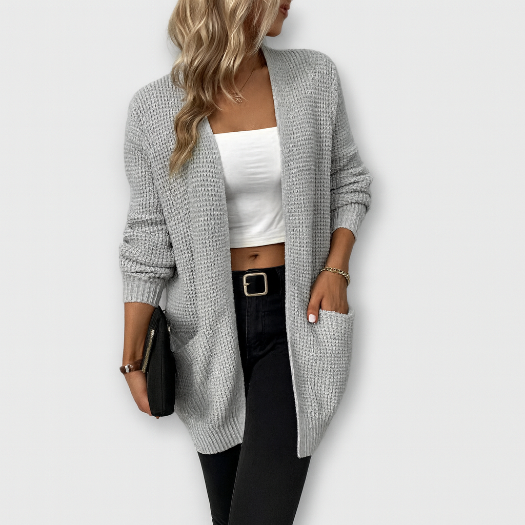 Schwarze Strickjacke mit offener Front – Müheloser Stil