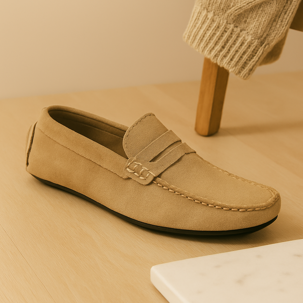 Milano Herren-Leder-Loafer – Klassische Slipper mit rutschfester Sohle