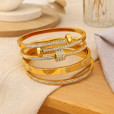 4-teiliges Premium-Armbandset aus Edelstahl – Klassischer Stil