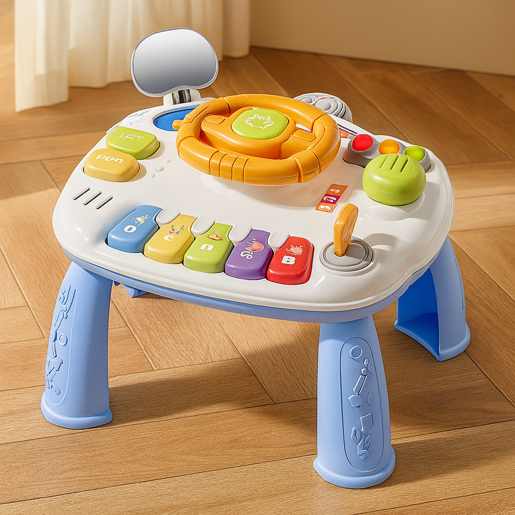 Interaktives Musikspielzeug mit Lenkfunktion – Frühfördertisch mit Licht und Geräuschen
