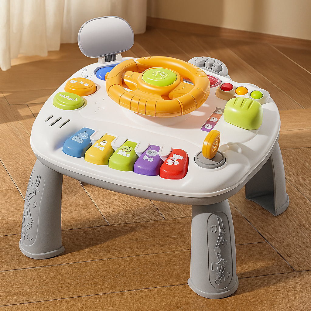 Interaktives Musikspielzeug mit Lenkfunktion – Frühfördertisch mit Licht und Geräuschen