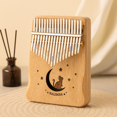 17-Tasten Kalimba Daumenklavier – Holzinstrument für Anfänger mit Notenheft