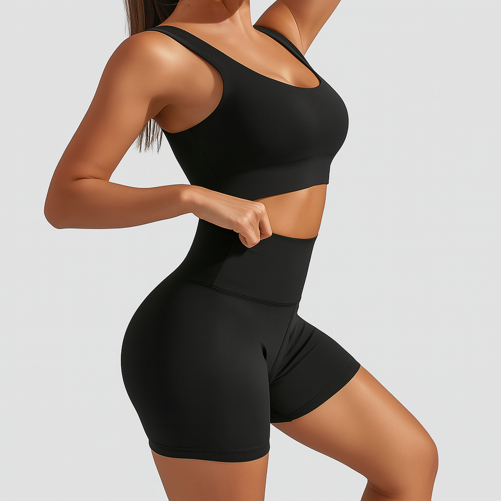 Damen Nahtloses Geripptes Yoga- & Pilates-Set – Fitness-Outfit mit Sport-BH & Leggings