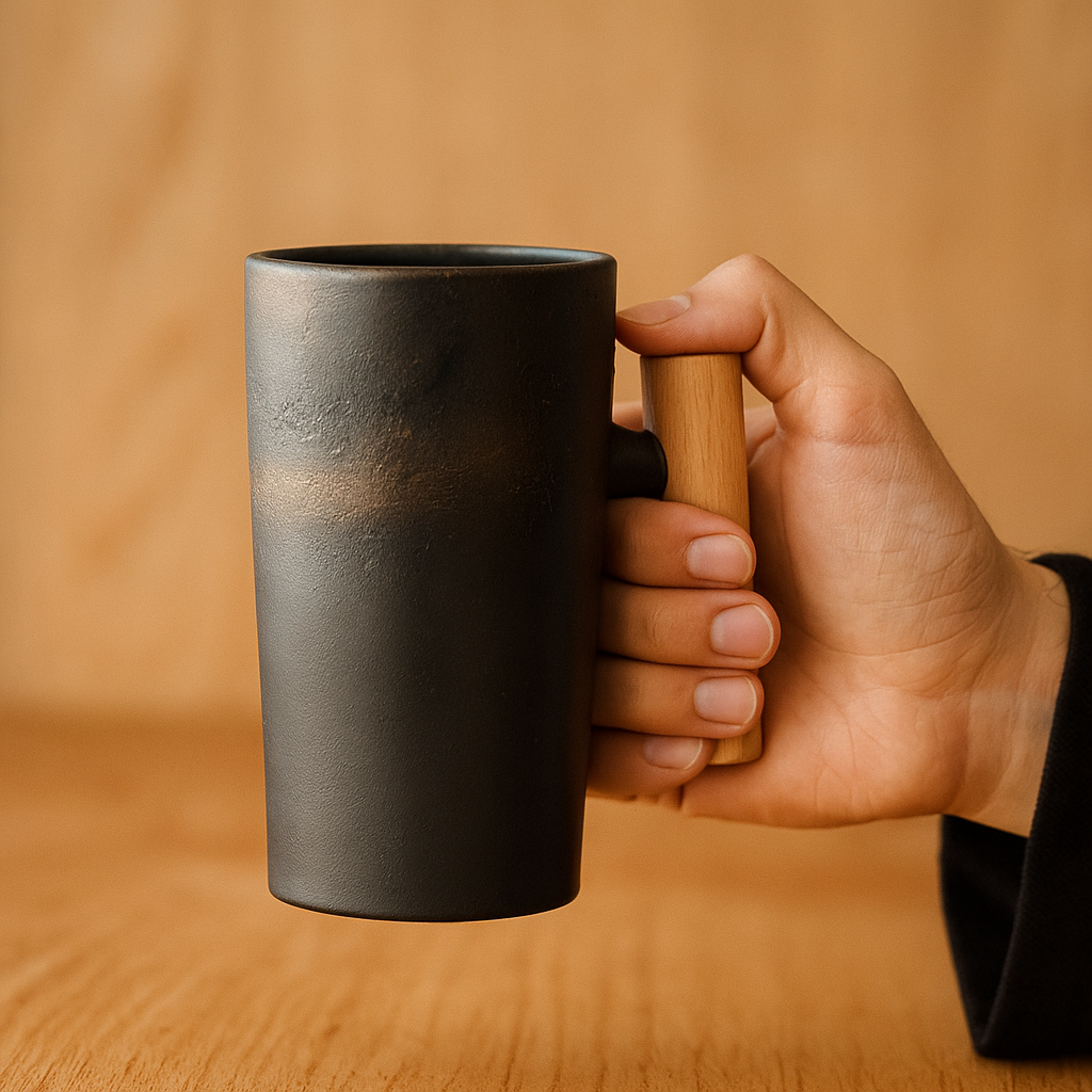 StillSip – Japanisch-inspirierter erdohfarbener Becher mit handgefertigtem Look