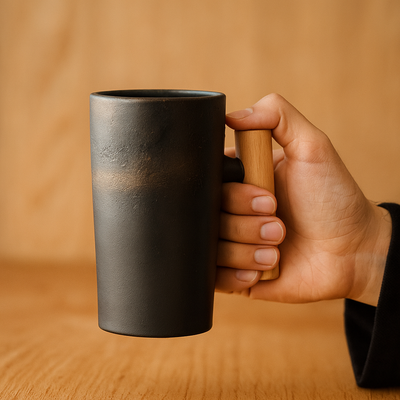 StillSip – Japanisch-inspirierter erdohfarbener Becher mit handgefertigtem Look