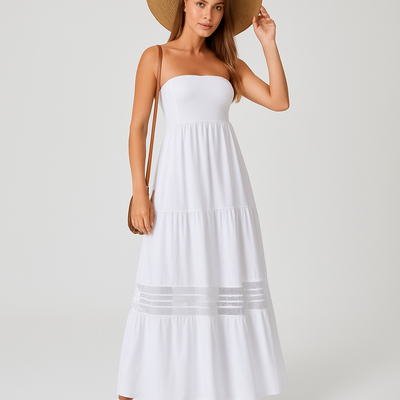 Luna trägerlose Sommer-Maxikleid mit elegantem Akzent