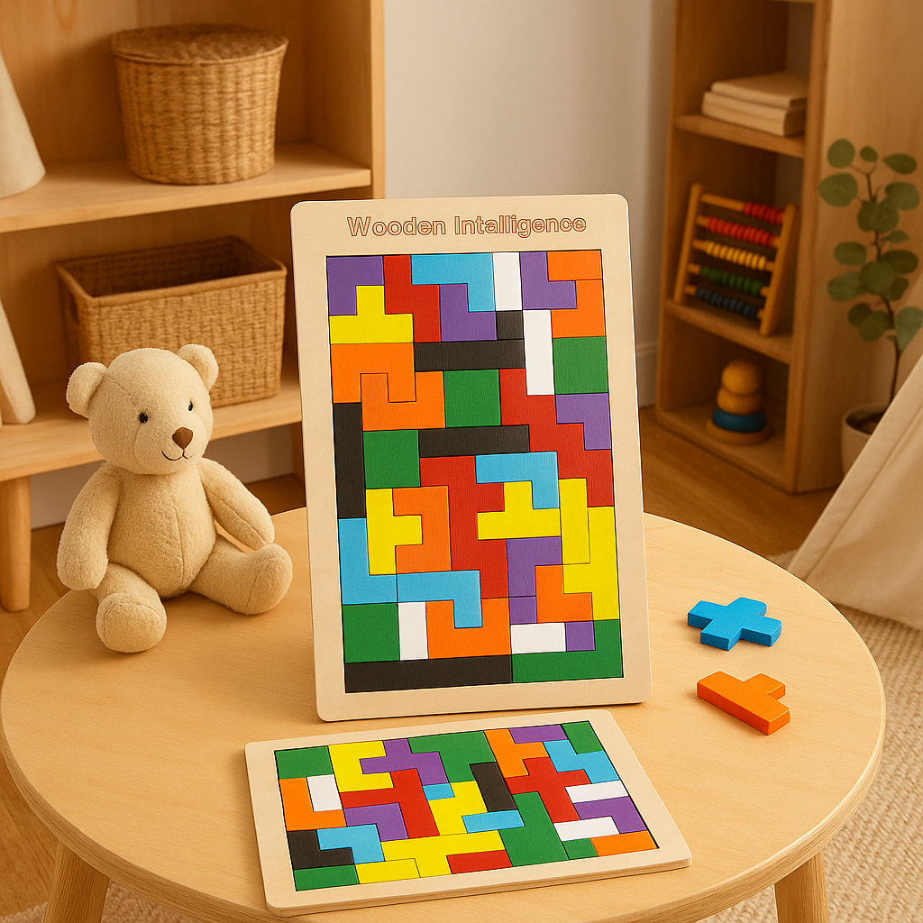 BrightBlocks 3D Holz Tangram Puzzle für Kinder – STEM Gehirntrainer