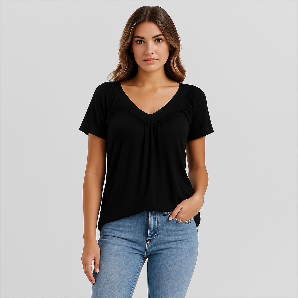 Malia – Lettierte Saisonsbluse mit plissiertem Vorderteil