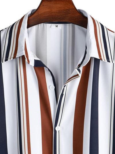 Co-Ord Set - Gestreiftes Kurzarmhemd und Shorts für Herren im Set für den Sommer