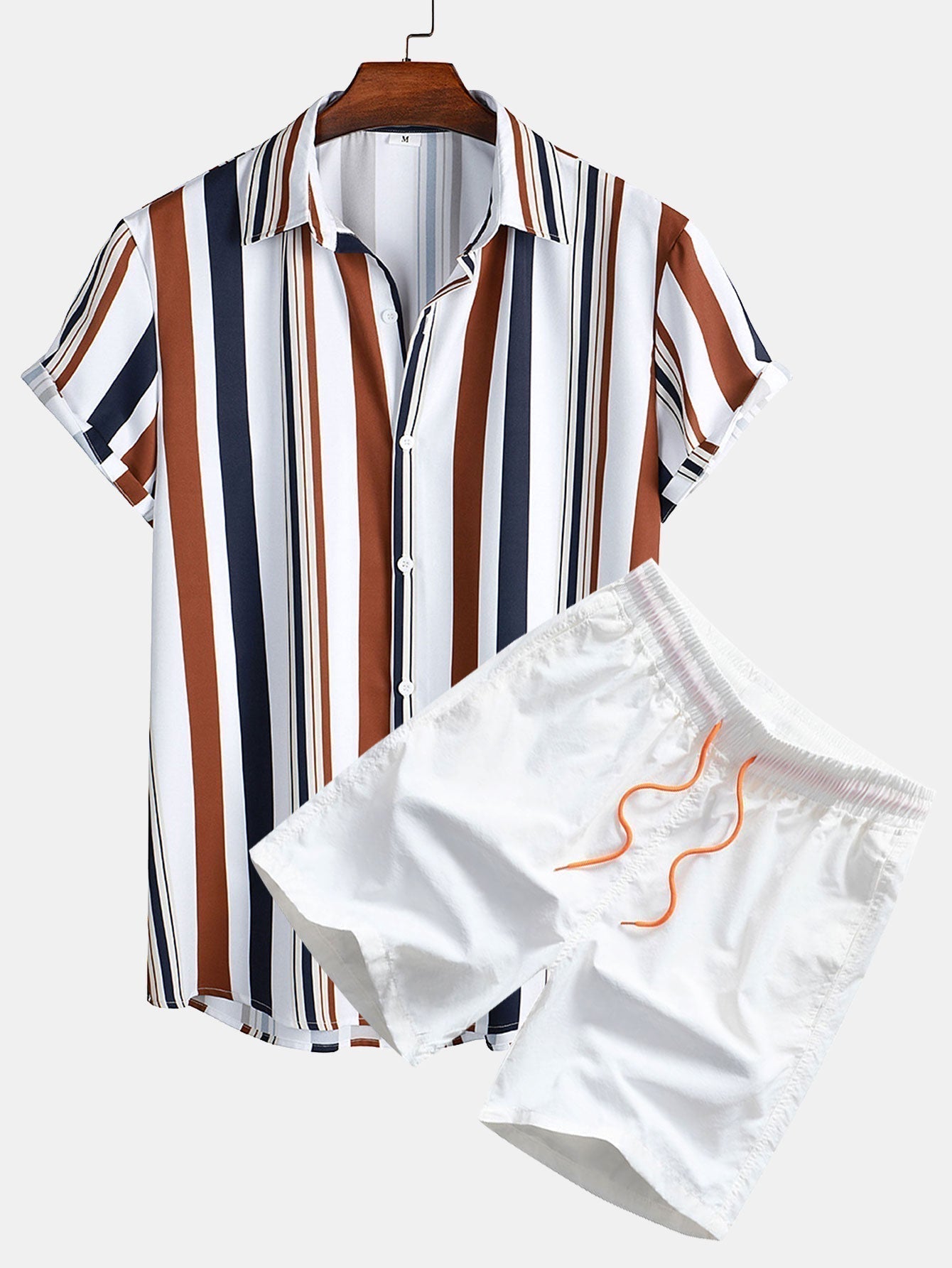 Co-Ord Set - Gestreiftes Kurzarmhemd und Shorts für Herren im Set für den Sommer