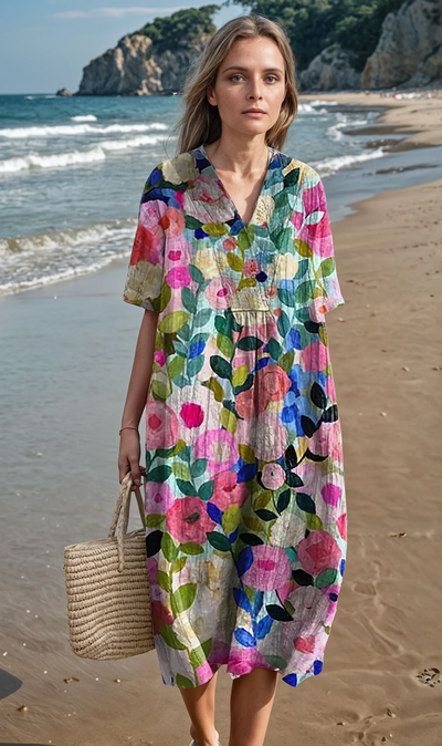 Delilah | Florales Midikleid mit V-Ausschnitt - Elegant und fließend