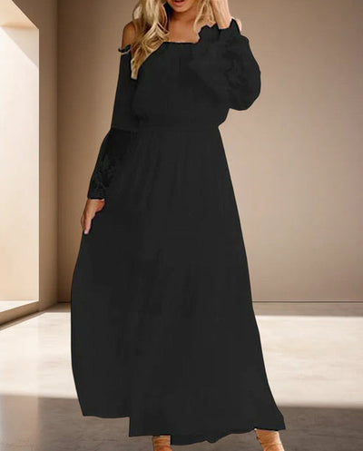 Ayla - langes spitzenkleid in weiß und schwarz