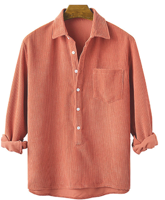 Cordhemd – halbe Knopfleiste – Kragen – Langarmhemd – Herrenbekleidung