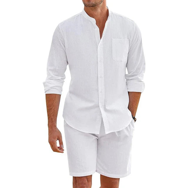 Button-Up Hemd und Shorts Set für Herren