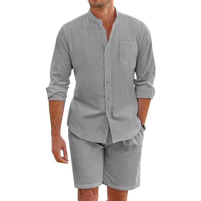 Button-Up Hemd und Shorts Set für Herren