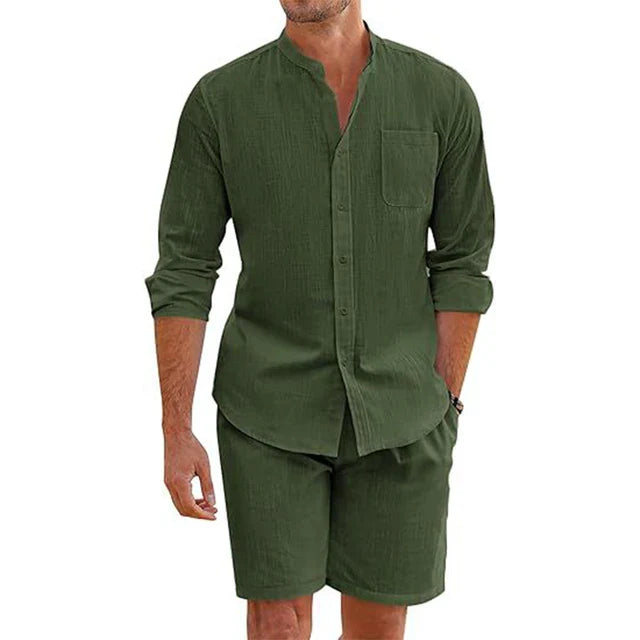 Button-Up Hemd und Shorts Set für Herren