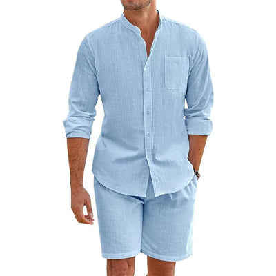 Button-Up Hemd und Shorts Set für Herren
