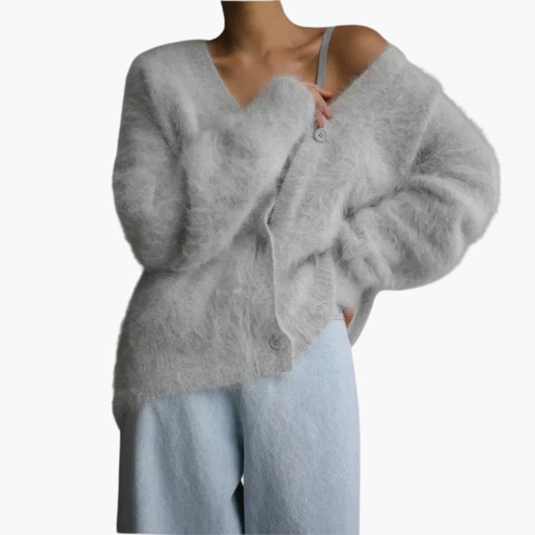 Damen Strickjacke mit Knopfleiste und langen Ärmeln