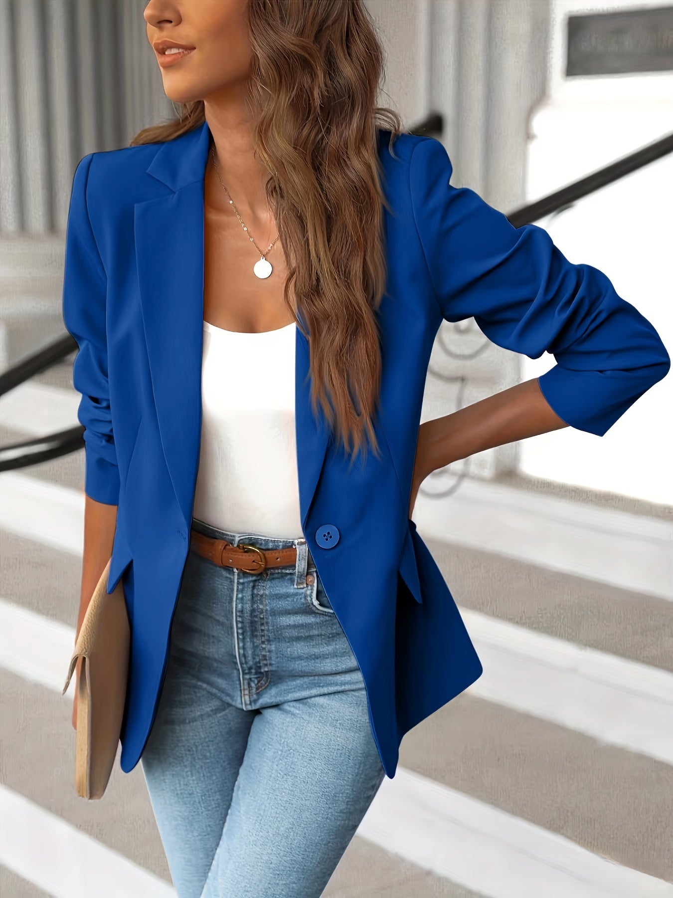 Damen Blazer Suede-Look Maßgeschneidert