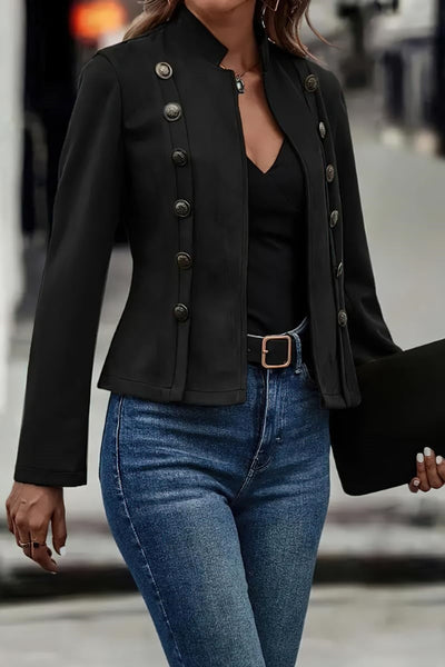 Damen Blazer Wildlederimitat Figurbetont Verkürzte Jacke mit Stehkragen