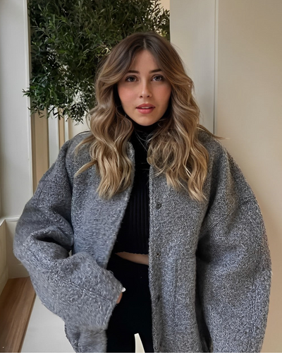 Damen Bomberjacke Baumwolle Oversized Stil