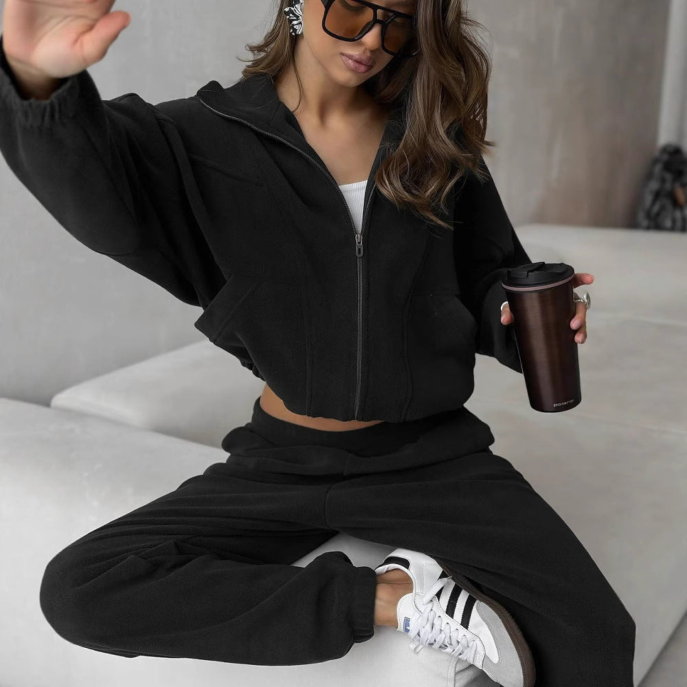 Damen-Lounge-Set mit stylischem Reißverschluss – praktischen Taschen und weiten Ärmeln