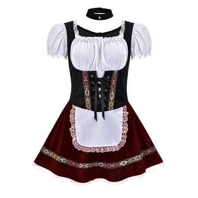Damen Mini Dirndl Kleid Baumwolle Festlich