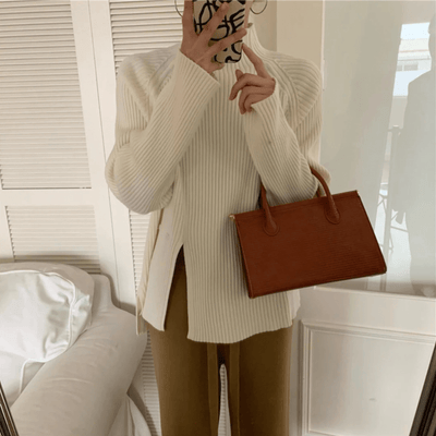 Damen Rollkragenpullover Strickmaterial Elegant Warme Pullover Damen