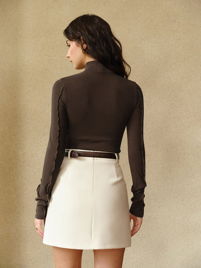 Damen Skinny Top Jersey mit Stehkragen