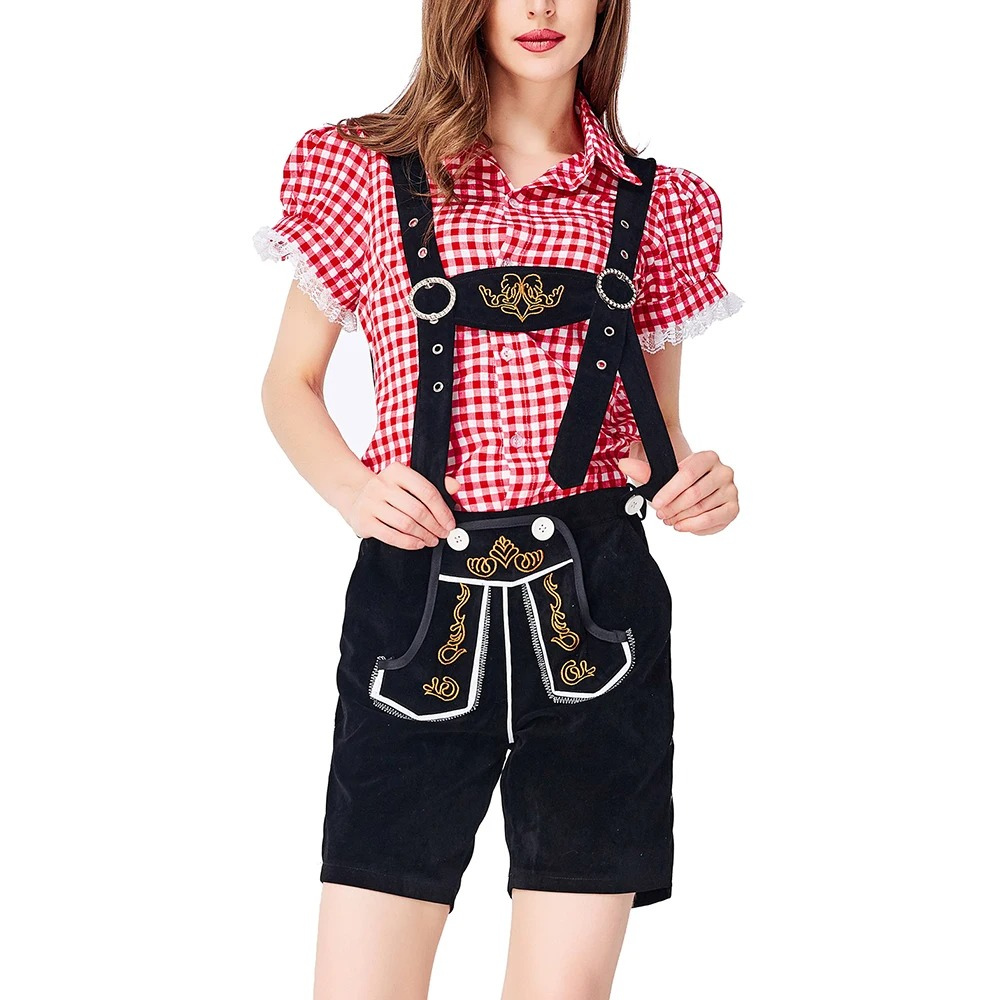 Damen Trachtenanzug Lederhosen Mit Bluse Elegant