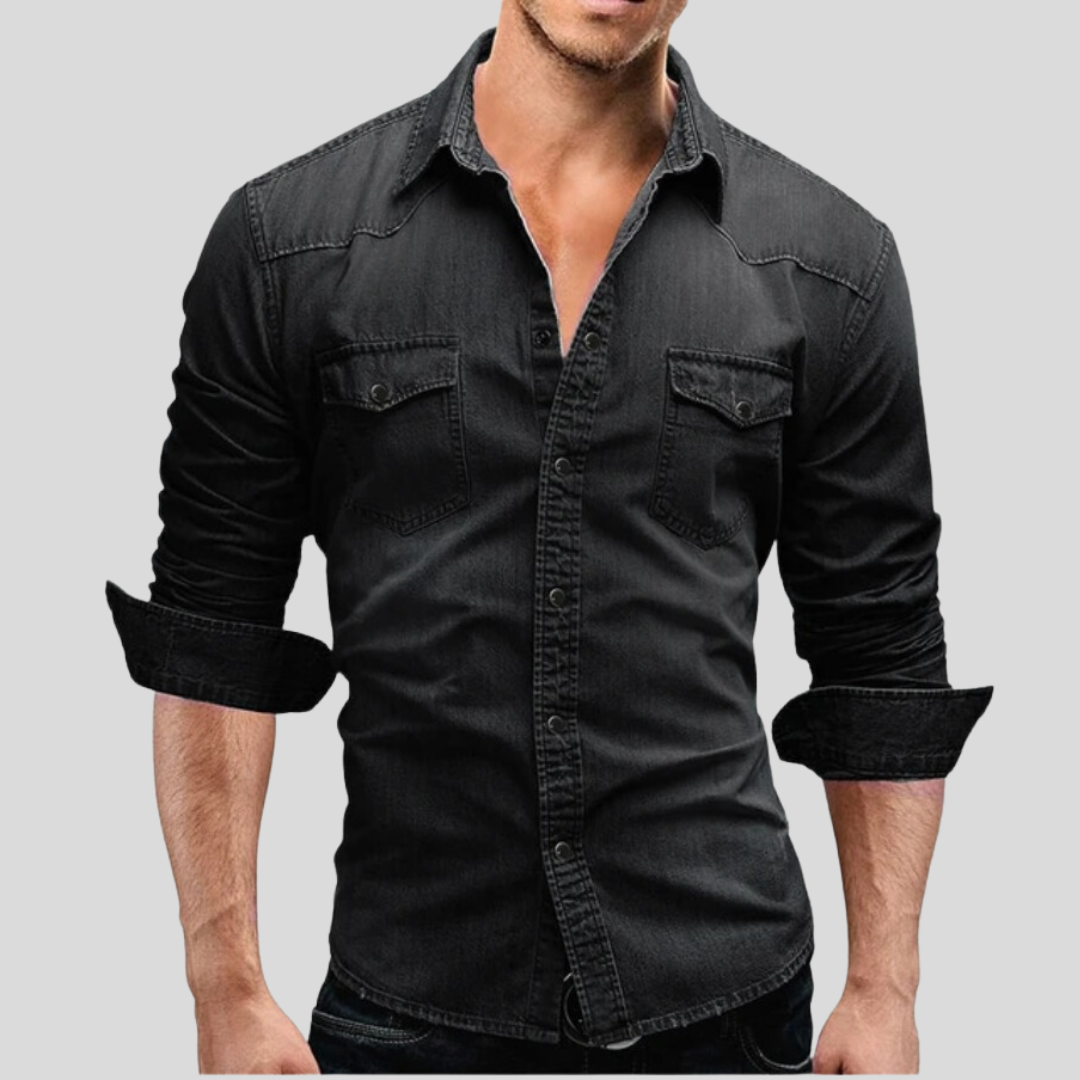 Denim Hemd - Langarm - Slim Fit - Button-Up Hemd - Herrenhemden