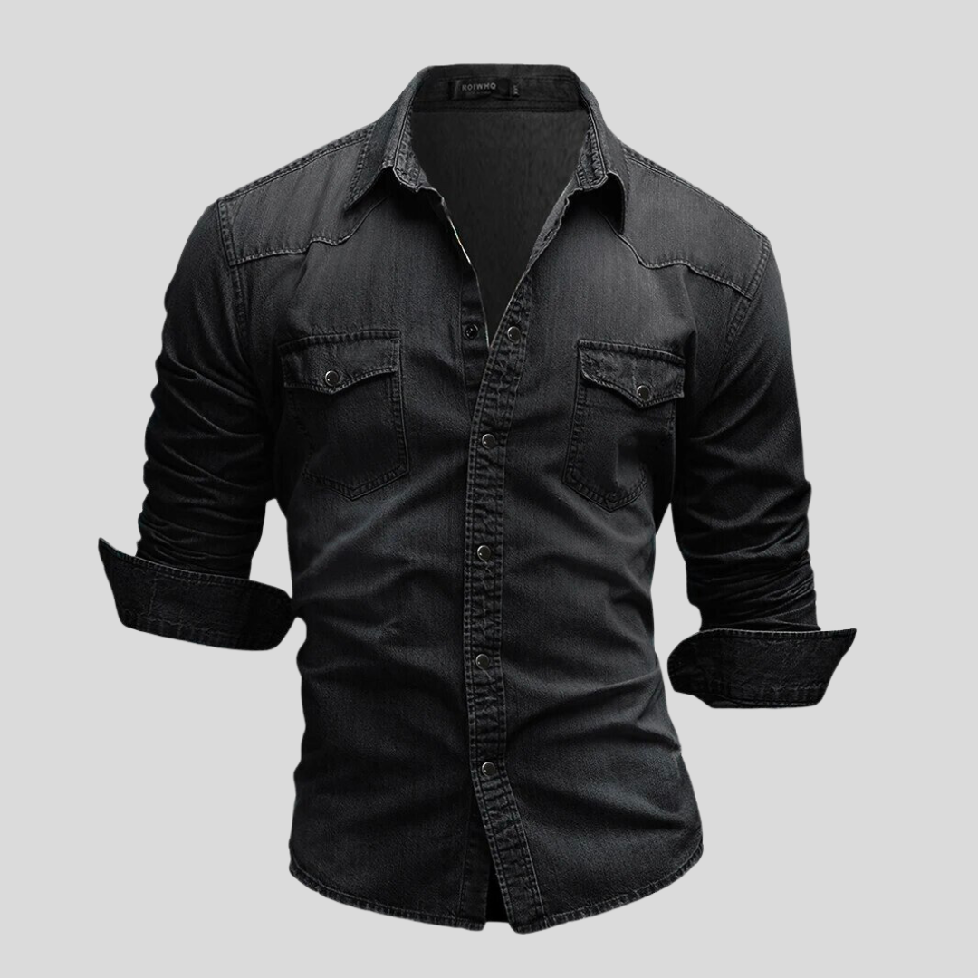 Denim Hemd - Langarm - Slim Fit - Button-Up Hemd - Herrenhemden