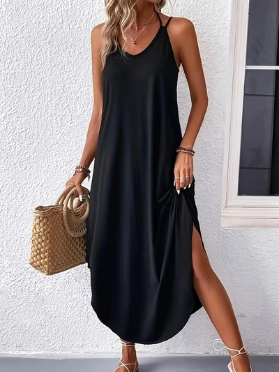 Zoe - modernes maxikleid in tiefschwarz
